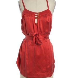 7 FOR ALL MANKIND Red Silk Blouse Size M